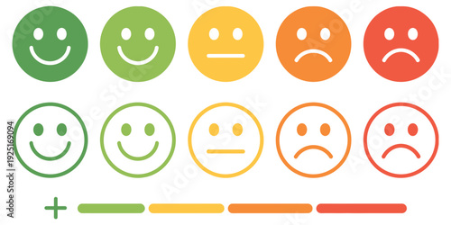 Facial Expression of Feedback Icon, Customer Rating Satisfaction Smiley Vector Illustration