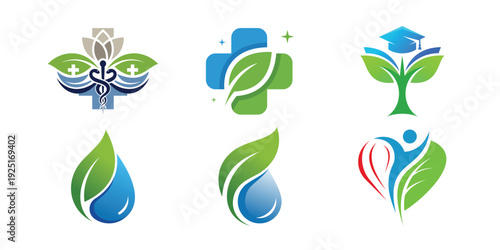  logo design medical technology, water, leaf, modern, symbol, icon, idea, creative icon symbol.