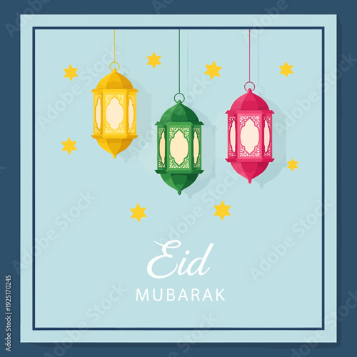 Colorful Hanging Lanterns for Eid Celebration.