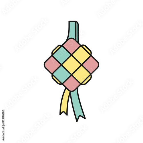 Colorful Ketupat Traditional Malaysian Food Dish.