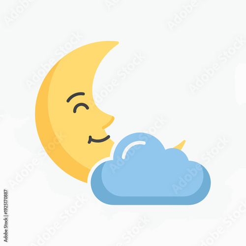 Smiling Moon with Cloud and Sleeping Face.