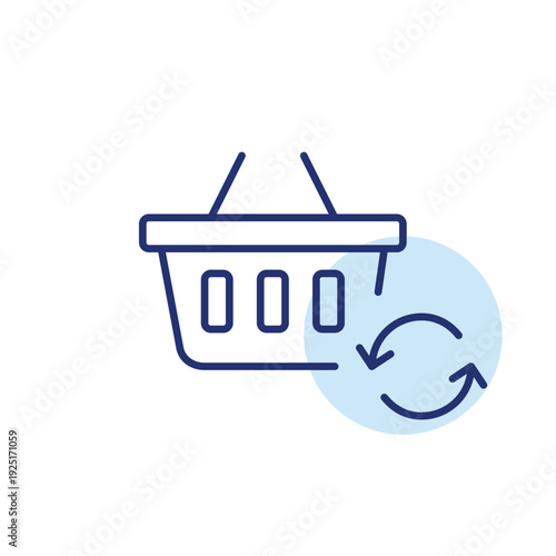 Shopping basket contents refreshed, checkout update and renewal. Pixel perfect, editable stroke vector icon