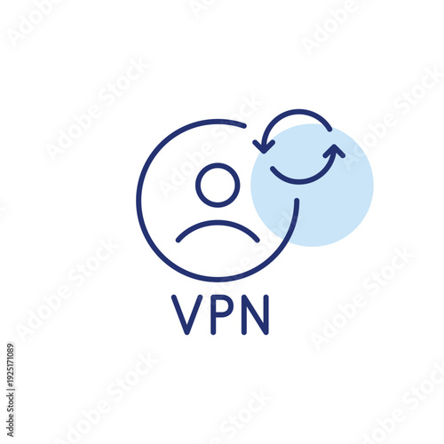 VPN user account and renew arrows. Subscription update, secure connection refresh, network renewal. Pixel perfect, editable stroke vector icon
