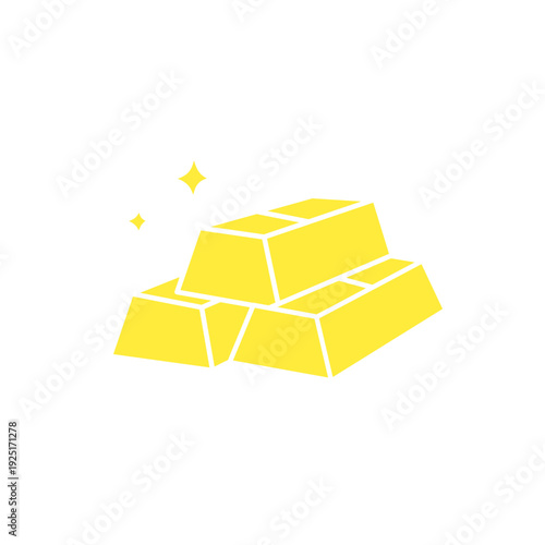 Golden Ingot Stack Flat Icon Design
