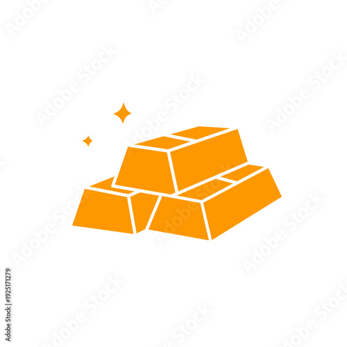 Gold Bullion Stack Flat Icon Vector