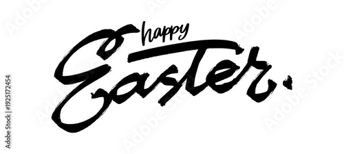 Happy Easter Hand Drawn Lettering Black. Bold Artistic Holiday Typography for Urban Seasonal Branding and Streetwear Design.