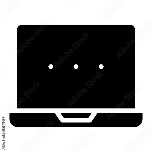 Laptop icon glyph style vector illustration.