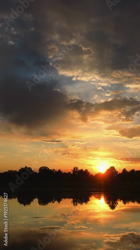 Pretty Sunset over Water Timelapse Vertical Video