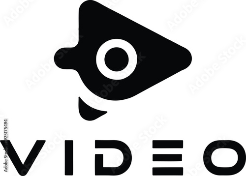 Play video button icon with text video player symbol