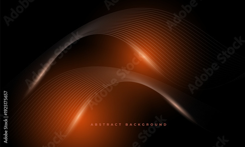 Orange light waves over dark abstract background with glowing curved lines, subtle grid texture, soft highlights, motion blur, cinematic contrast and layered depth for energetic branding.