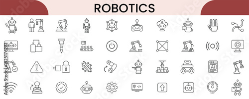 Robotics Icon Set for Automation, Artificial Intelligence and Advanced Technology Design