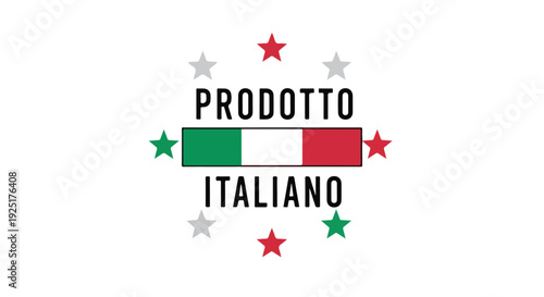 Prodotto Italiano Italian Product Label Vector with Flag and Stars