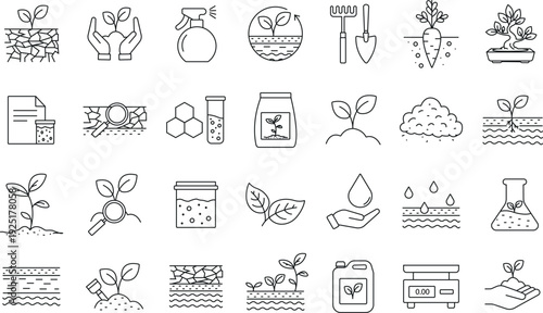 Soil editable stroke outline icons set.