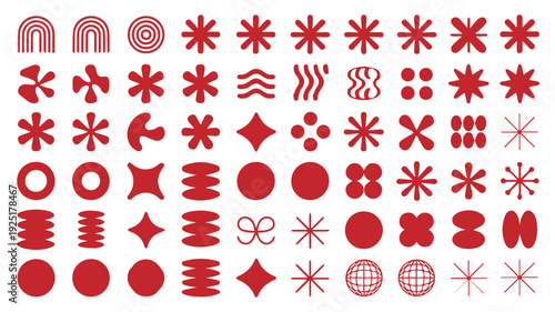Collection of abstract red geometric shapes and patterns