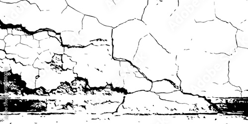 Minimal cracked wall background featuring fractured plaster and bold dark base line, high contrast monochrome texture, urban decay aesthetic.