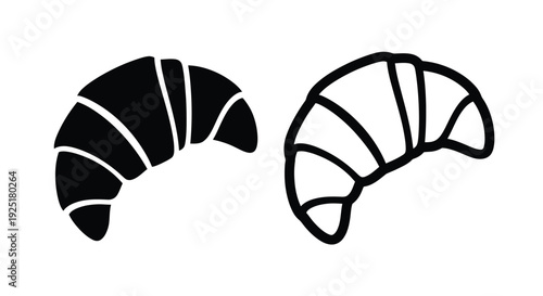 Two croissants a solid black one and a white outlined version
