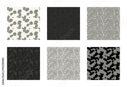Vector seamless pattern set. Modern stylish texture with smooth natural designs. Repeating abstract tileable background. Compound organic shapes. Trendy surface design.