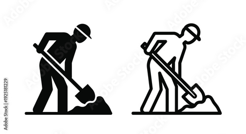 Two figures digging with shovels representing construction or labor work