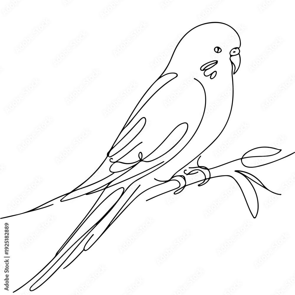 Obraz premium parakeet bird one line art continuous vector illustration