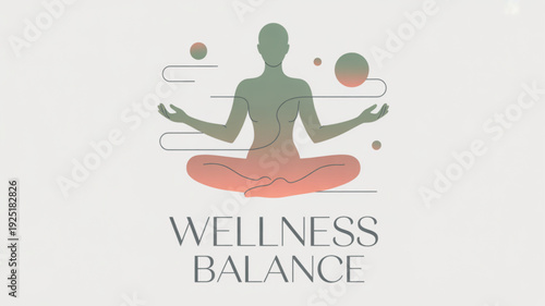 Wellness balance concept with person meditating in lotus position for mindfulness and harmony