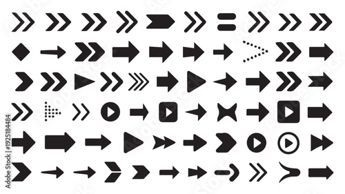 Collection of Diverse Arrow Icons in Various Styles