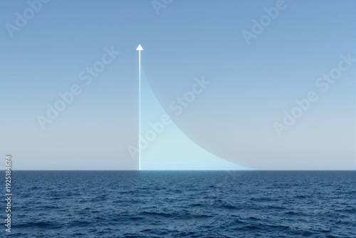 A serene seascape with a clear blue sky and calm ocean waters