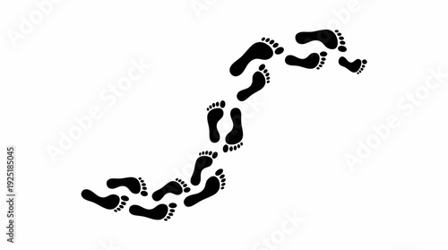 Footprint Path Illustration: Walking Motion Pattern