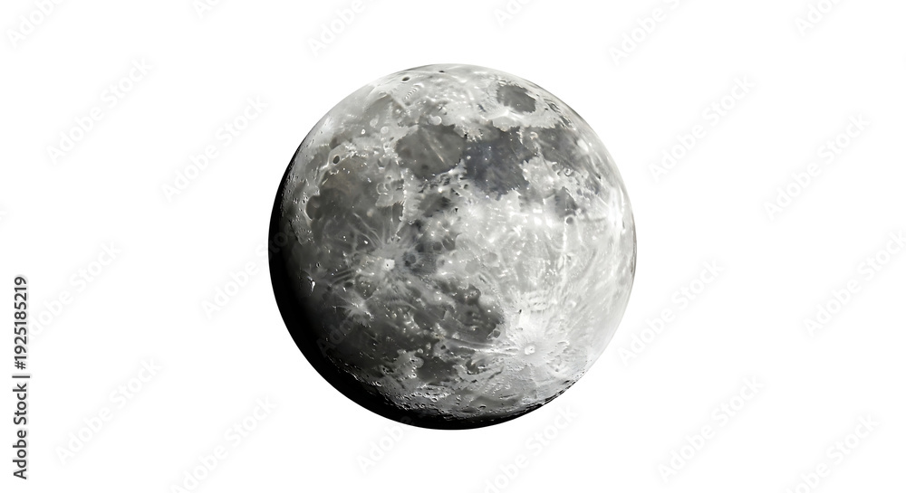 Naklejka premium Full Moon Isolated Transparent Background High Resolution Lunar Surface