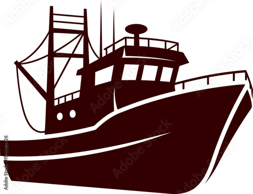 Fishing Boat Silhouette Illustration Isolated
