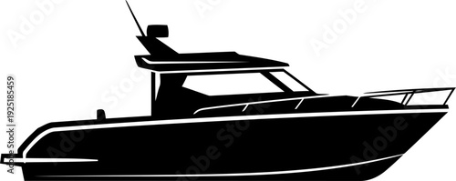 Luxury Motor Yacht Silhouette Isolated