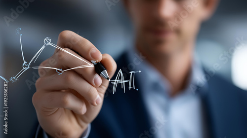 Wallpaper Mural AI agent concept with faceless man writing line to command agentic artificial intelligence automation, node coding flow process, perform multi-step tasks, different software Torontodigital.ca