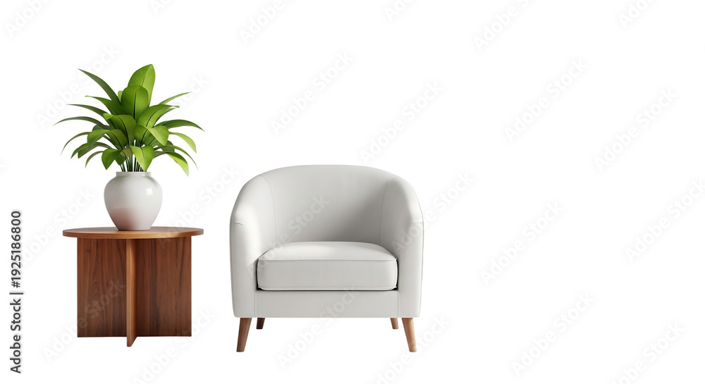 Fototapeta premium Scandinavian Living Room Chair Setup On Isolated Transparent Background