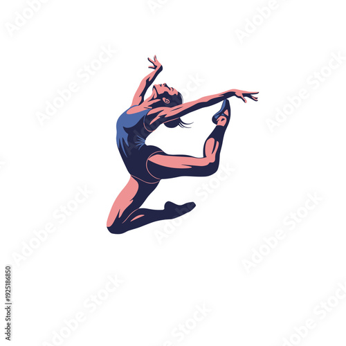 Graceful ballerina in mid-air performing a dynamic leap with elegant pose and outstretched arms
