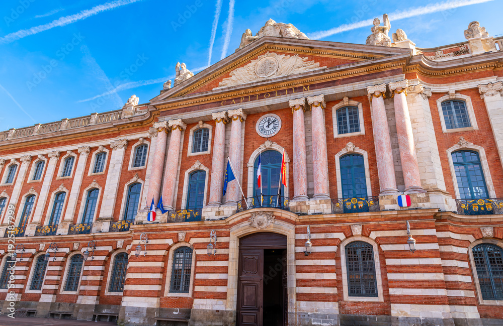 Obraz premium Fronton of the Capitol, in Toulouse in Haute-Garonne, Occitanie, France