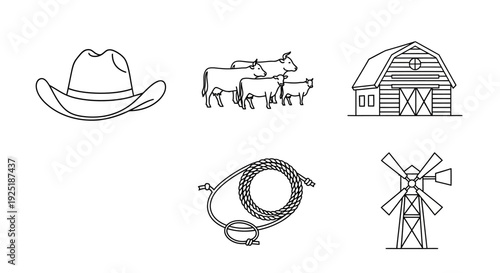 Cowboy Hat Cow Barn Lasso Windmill.