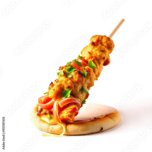 Delicious mediterranean pizza with cheese and organic vegetables isolated on white