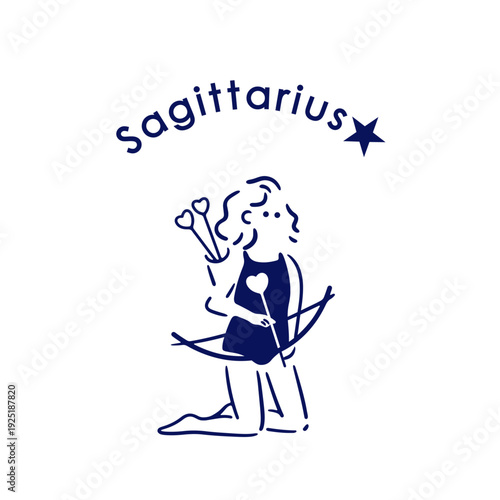 【星座】9.射手座の女の子のイラスト_背景なし
