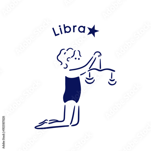 【星座】7.天秤座の女の子のイラスト_背景なし
