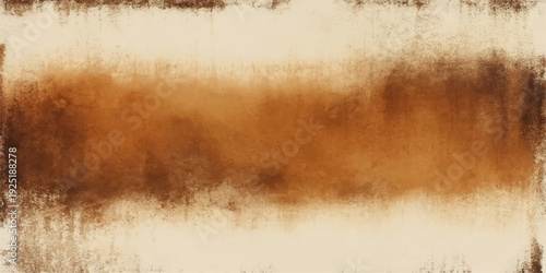 Vintage sepia textured paper background featuring a blanket of grass shrouded in dense morning mist with an aged grunge parchment surface