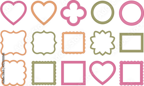 A delightful collection of pastel-colored cookie cutter shapes and decorative frames, inspiring creative projects, presented with bright, even lighting on a clean white background.