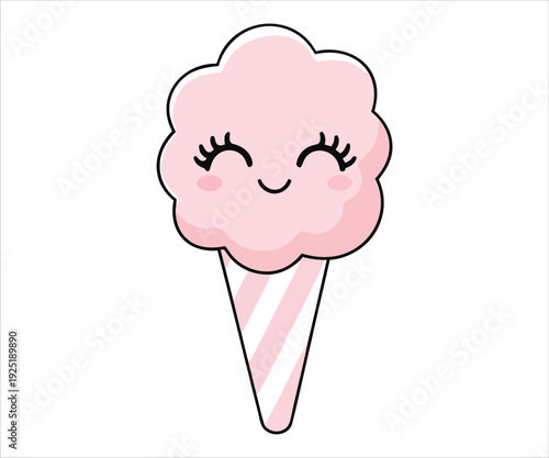 Cute smiling cotton candy icon vector illustration