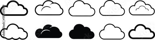 cloud emblem bundle hand drawn and geometric cloud illustrations ui