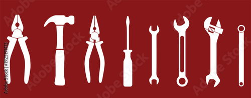 tools mechanic tool silhouettes screwdriver wrench pliers vector