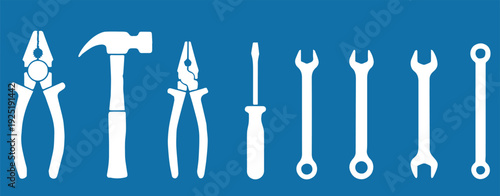 tools hand tool silhouettes eight repair icons vector