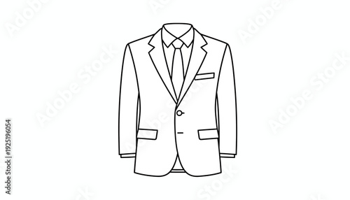Formal Suit Jacket Line Drawing – Classic Professional Attire Illustration
