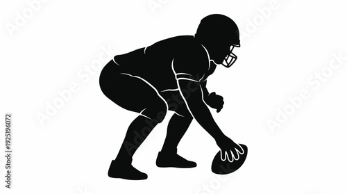 American Football Center Silhouette – Player Snapping Ball Illustration
