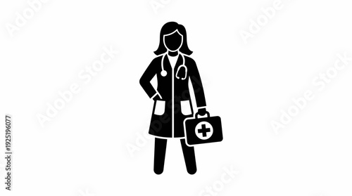 Doctor Silhouette Icon – Healthcare Professional with Medical Bag