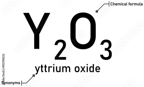 Yttrium oxide chemical formula with callout titles