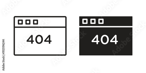 404 Error icon in a simple, black and white style.
