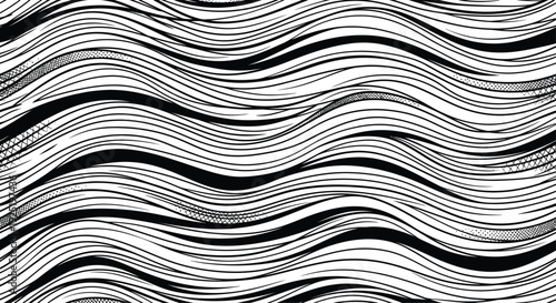 A subtle, seamless pattern of fine, wavy line. Diagonal, striped, thin line curly texture. This minimalist abstract background provides a soft, organic texture, ideal 